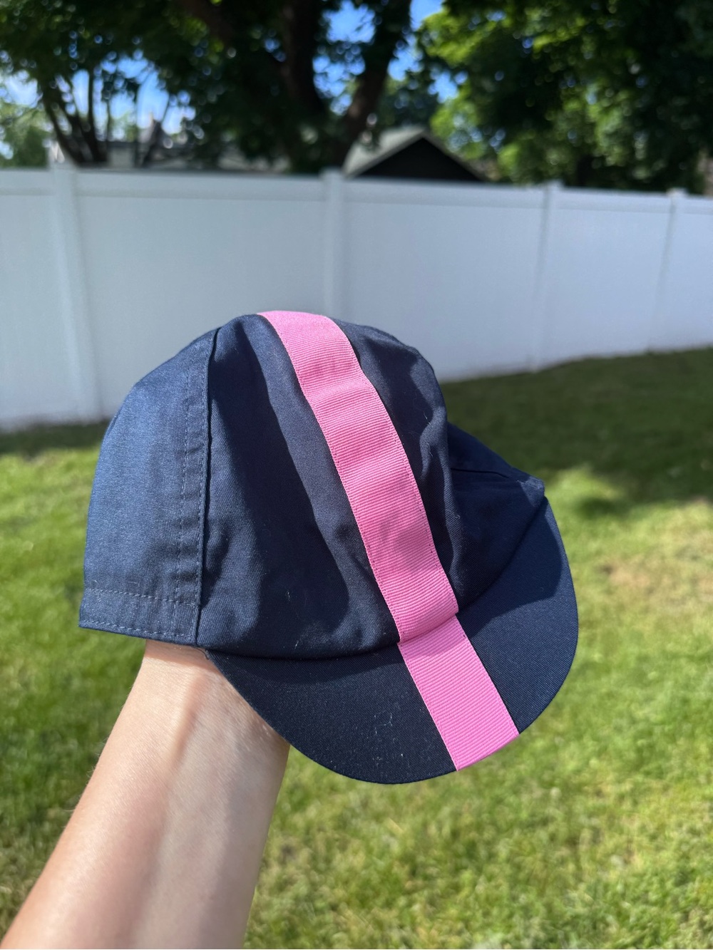 Rapha Navy Cycling Cap with Pink Stripe